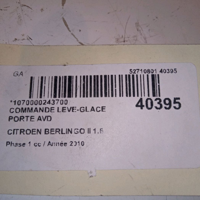 Commande lève-glace porte avant droite occasion CITROEN BERLINGO II Phase 1 05-2008->01-2012 1.6 HDI 16v 90ch 6490HQ 4