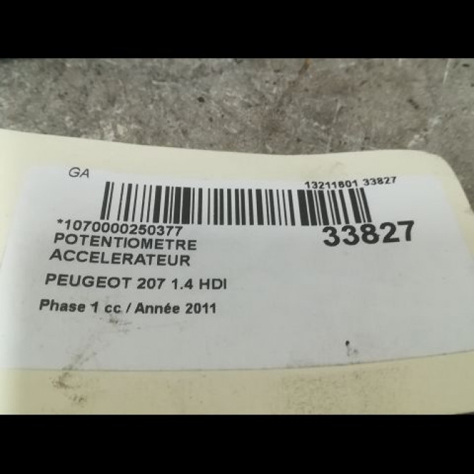 Potentiometre accelerateur occasion PEUGEOT 207 Phase 1 04-2006->06-2013 1.4 HDI 2