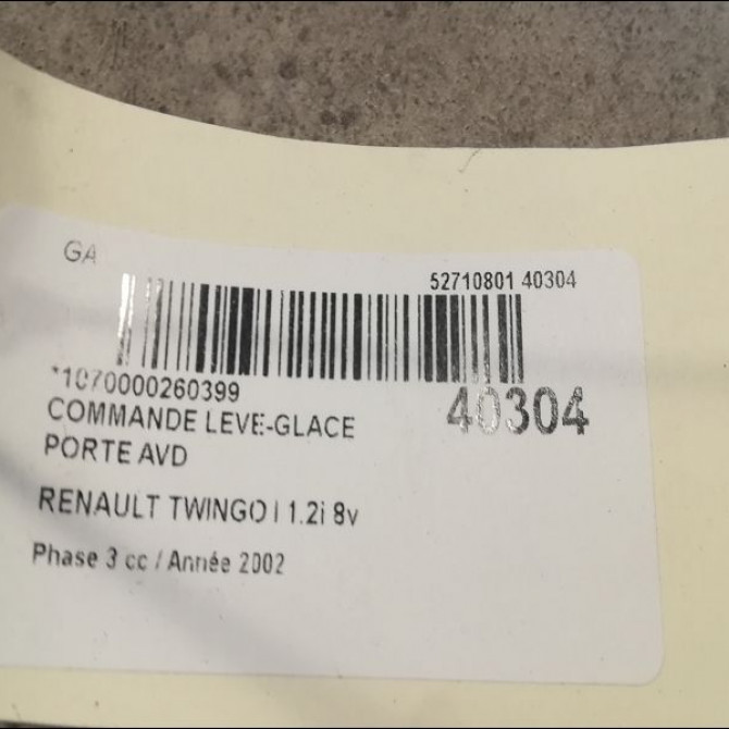 Commande lève-glace porte avant droite occasion RENAULT TWINGO I Phase 3 08-2000->06-2007 1.2i 8v 60ch 8200189836 2