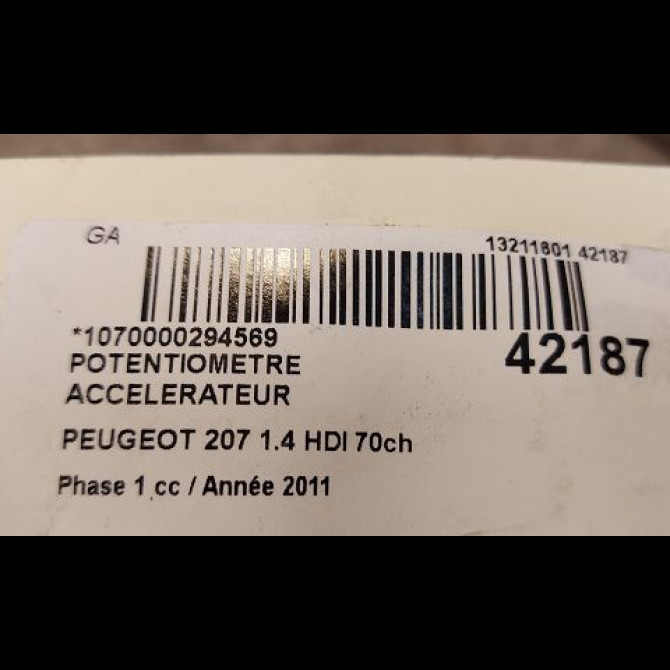 Potentiometre accelerateur occasion PEUGEOT 207 Phase 1 04-2006->06-2013 1.4 HDI 70ch 4