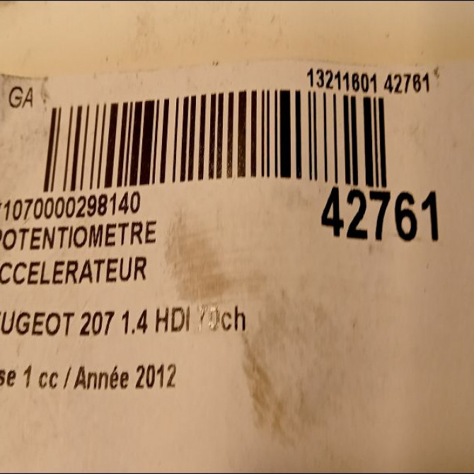Potentiometre accelerateur occasion PEUGEOT 207 Phase 1 04-2006->06-2013 1.4 HDI 70ch 4