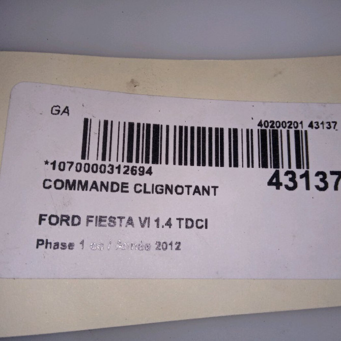 Commande clignotant occasion FORD FIESTA VI Phase 1 10-2008->11-2012 1.4 TDCI 70ch 1515202 5