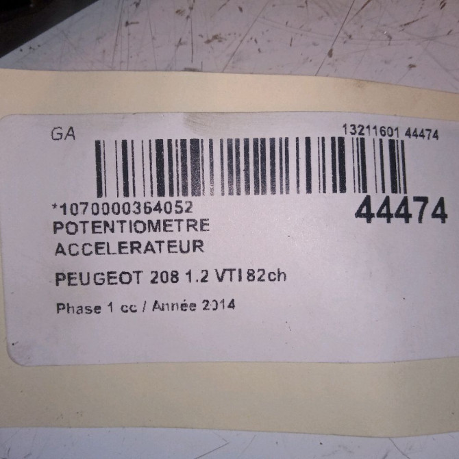 Potentiometre accelerateur occasion PEUGEOT 208 208 Phase 1 2012-03-01->2015-09-30 1.2 VTI 82ch 4