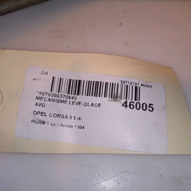 Mécanisme lève-glace avant gauche occasion OPEL CORSA II Phase 1 03-1993->04-1997 1.4i 90444381 4
