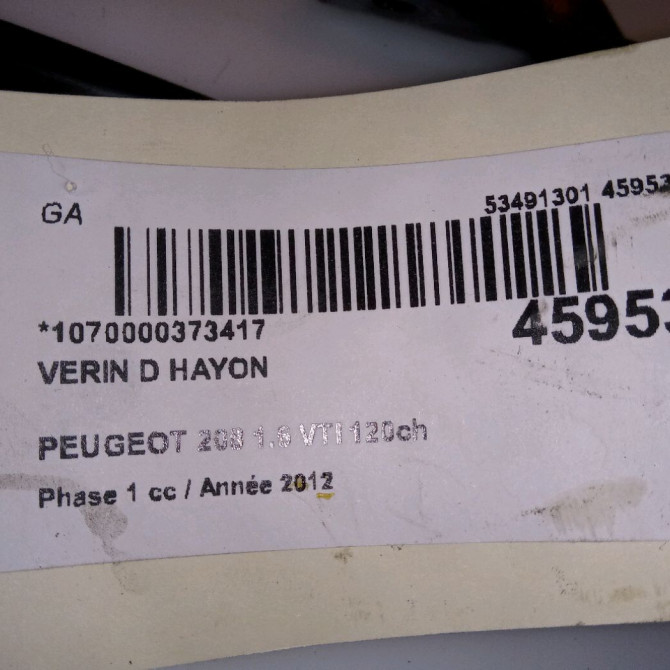 Verin droit hayon occasion PEUGEOT 208 208 Phase 1 2012-03-01->2015-09-30 1.6 VTI 120ch 9673083680 3