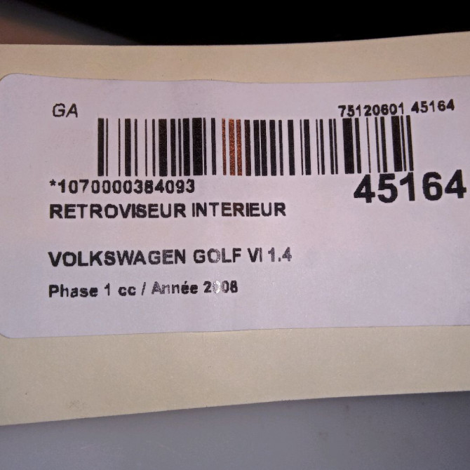 Retroviseur interieur occasion VOLKSWAGEN GOLF VI Phase 1 10-2008->04-2013 1.4 TSI 16v 122ch 3