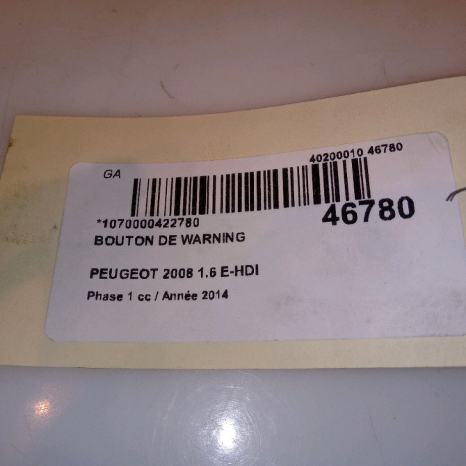 Bouton de warning occasion PEUGEOT 2008 Phase 1 01-2013->... 1.6 E-HDI 92ch 96750916ZD 4