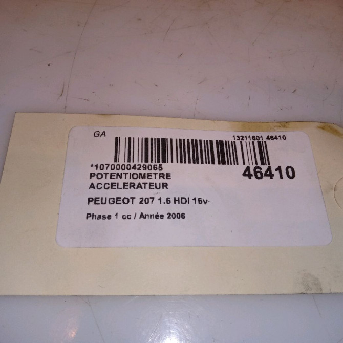 Potentiometre accelerateur occasion PEUGEOT 207 Phase 1 04-2006->06-2013 1.6 HDI 16v 90ch 4