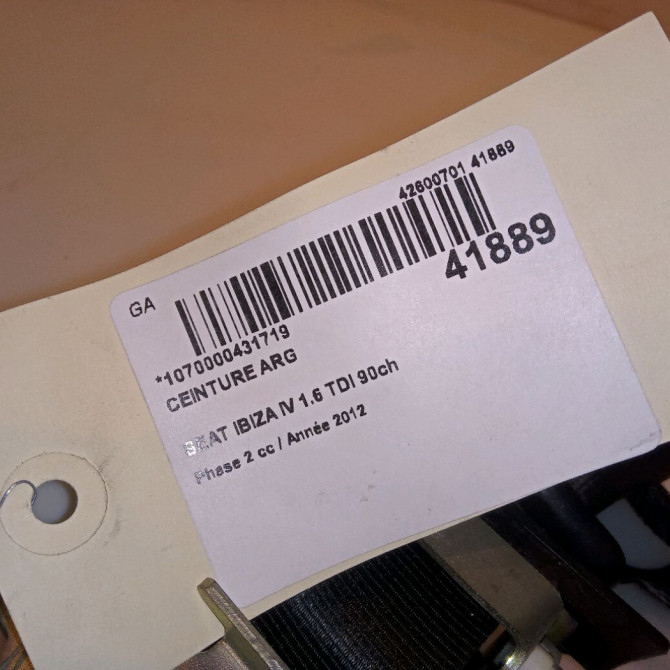 Ceinture arrière gauche occasion SEAT IBIZA IV IBIZA IV Phase 2 2012-02-01->2016-03-31 1.6 TDI 90ch 6J0857805ARAA 4