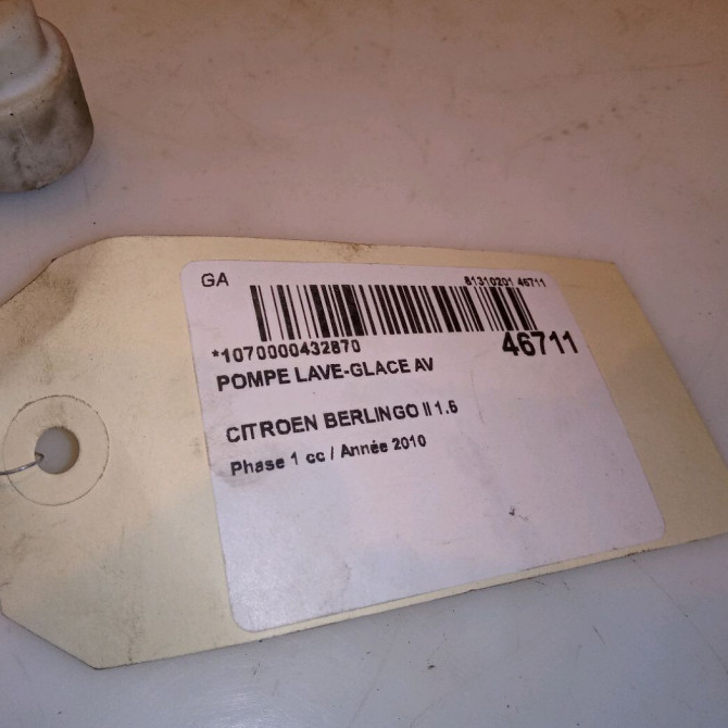 Pompe lave-glace avant occasion CITROEN BERLINGO II Phase 1 05-2008->01-2012 1.6 HDI 16v 90ch 643498 4
