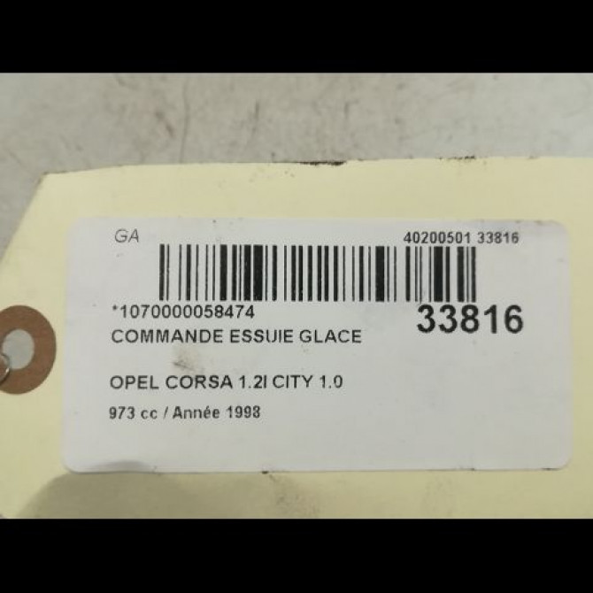 Commande essuie glace occasion OPEL CORSA II Phase 2 04-1997->10-2000 1.0i 12v 90243395 6