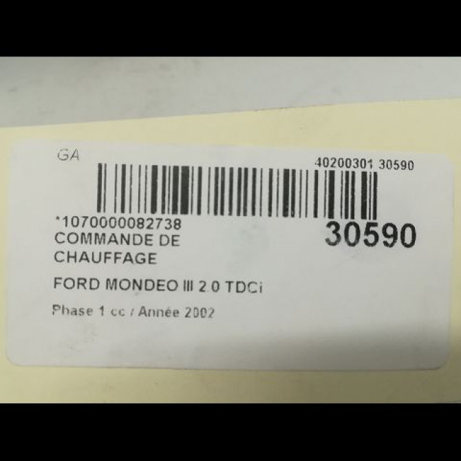 Commande de chauffage occasion FORD MONDEO II Phase 1 09-2000->06-2007 2.0 TDCI 130ch 4