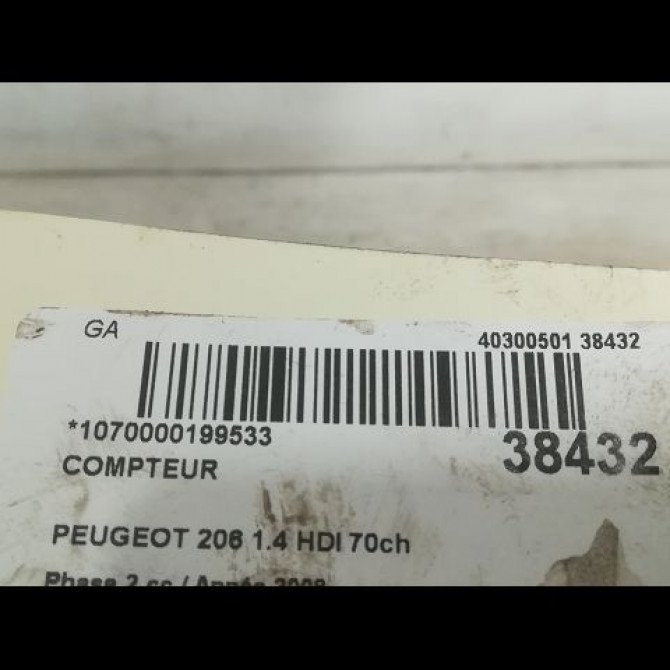 Compteur occasion PEUGEOT 206 Phase 2 02-2003->02-2009 1.4 HDI 70ch 6106LK 3