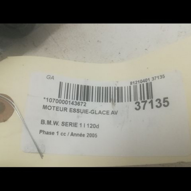 Moteur essuie-glace avant occasion B.M.W. SERIE 1 I Phase 1 05-2004->12-2006 120d 61617192963 3