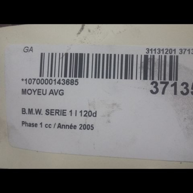 Moyeu avg occasion B.M.W. SERIE 1 I Phase 1 05-2004->12-2006 120d 31216765157 3