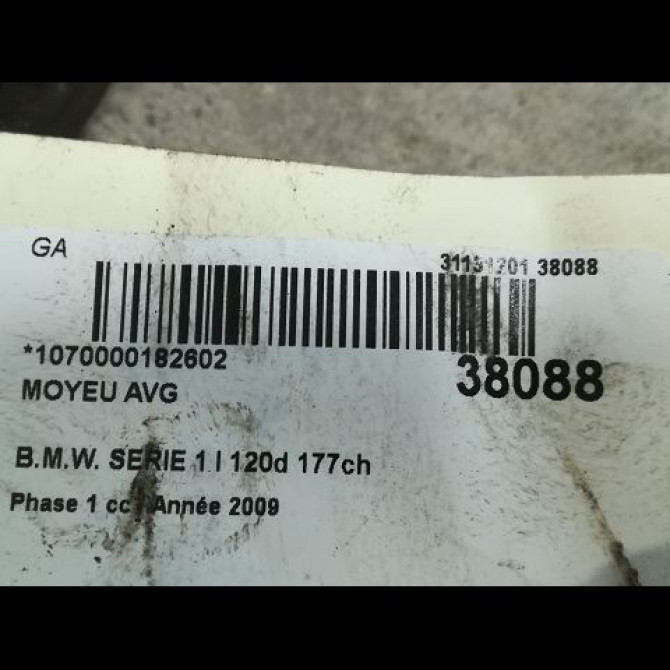 Moyeu avg occasion B.M.W. SERIE 1 I Phase 1 01-2007->07-2011 120d 177ch 31216765157 3