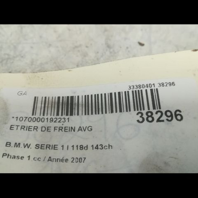 Etrier de frein avant gauche occasion B.M.W. SERIE 1 I Phase 1 01-2007->07-2011 118d 143ch 34116774681 3