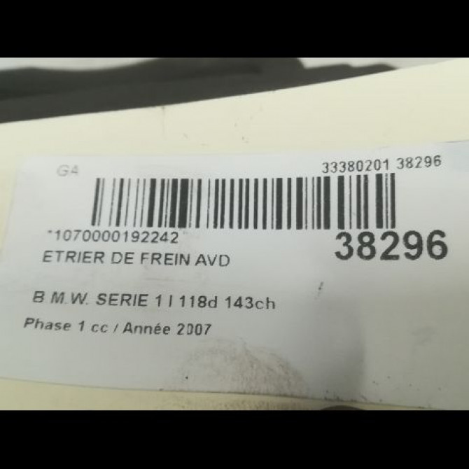 Etrier de frein avant droit occasion B.M.W. SERIE 1 I Phase 1 01-2007->07-2011 118d 143ch 34116774682 3