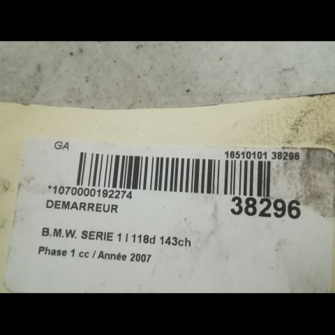 Démarreur occasion B.M.W. SERIE 1 I Phase 1 01-2007->07-2011 118d 143ch 12418581097 4