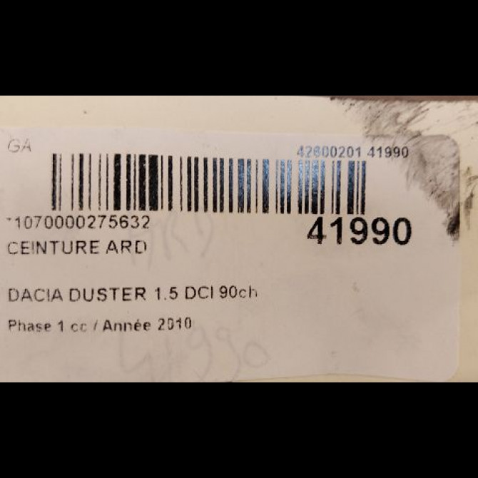 Ceinture arrière droite occasion DACIA DUSTER Phase 1 03-2010->12-2013 1.5 DCI 90ch 8200751262 4