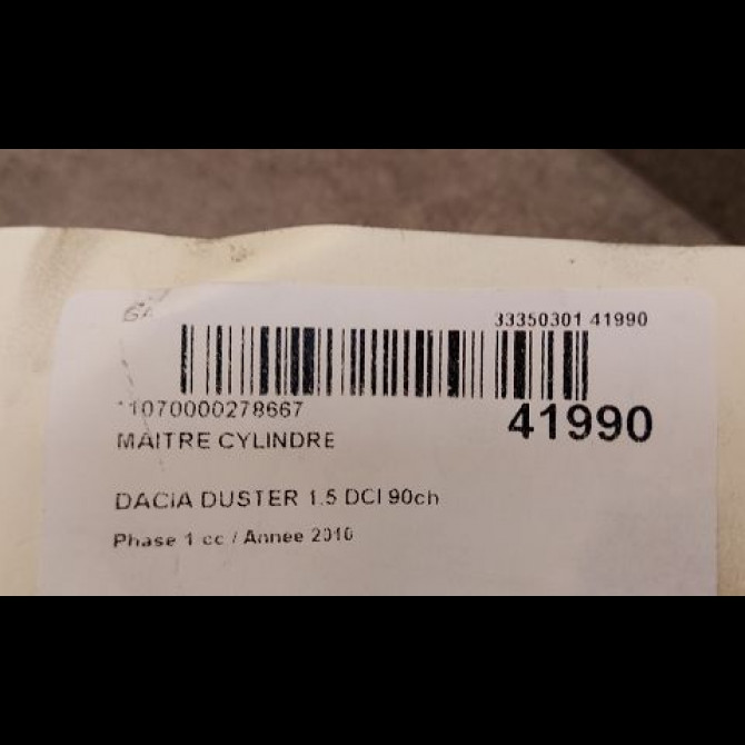 Maitre cylindre occasion DACIA DUSTER Phase 1 03-2010->12-2013 1.5 DCI 90ch 3