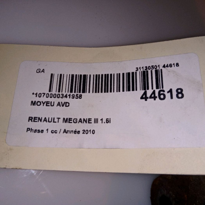 Moyeu avd occasion RENAULT MEGANE III Phase 1 11-2008->01-2012 1.6i 16v 110ch 402020009R 4
