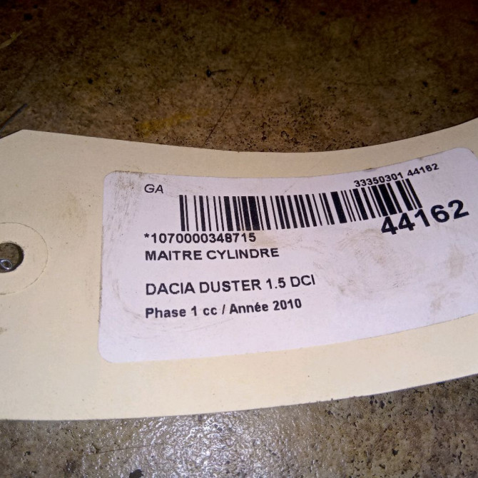 Maitre cylindre occasion DACIA DUSTER Phase 1 03-2010->12-2013 1.5 DCI 110ch 4