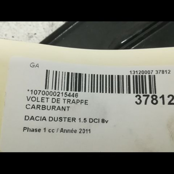 Volet de trappe carburant occasion DACIA DUSTER Phase 1 03-2010->12-2013 1.5 DCI 8v 110ch 788304650R 3