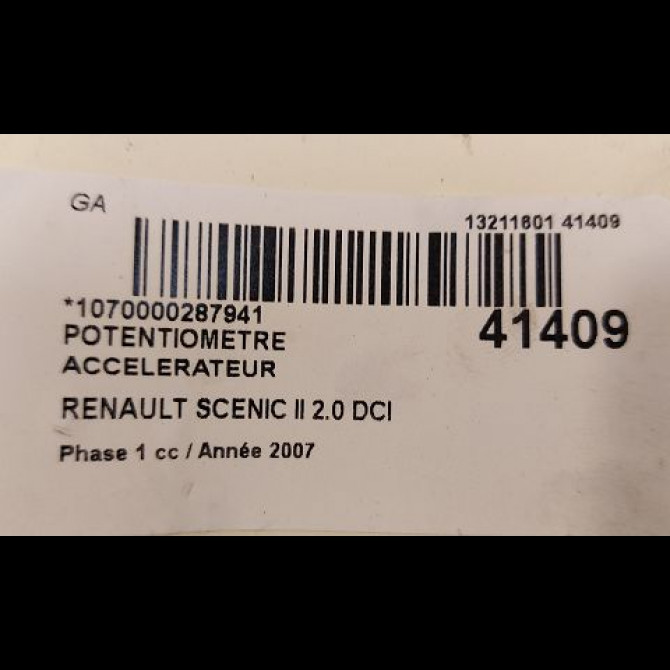 Potentiometre accelerateur occasion RENAULT SCENIC II Phase 1 03-2004->09-2006 2.0 DCI 150ch 3