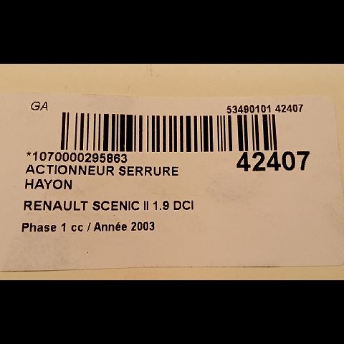 Actionneur serrure hayon occasion RENAULT SCENIC II Phase 1 03-2004->09-2006 1.9 DCI 120ch 3