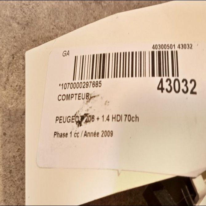 Compteur occasion PEUGEOT 206 + Phase 1 03-2009->05-2013 1.4 HDI 70ch 6103HP 3