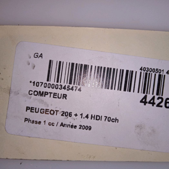 Compteur occasion PEUGEOT 206 + Phase 1 03-2009->05-2013 1.4 HDI 70ch 6103HP 4