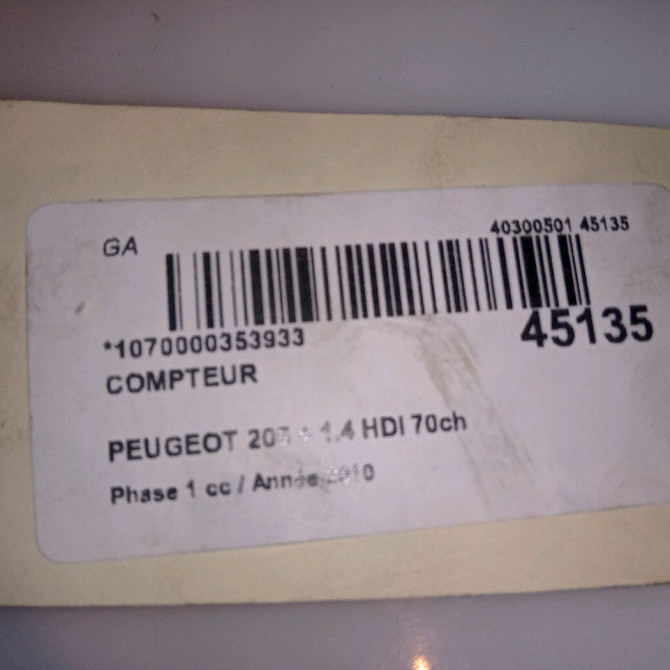 Compteur occasion PEUGEOT 206 + Phase 1 03-2009->05-2013 1.4 HDI 70ch 6103HP 4