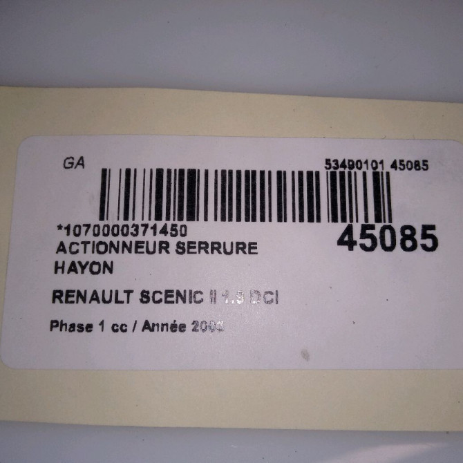 Actionneur serrure hayon occasion RENAULT SCENIC II Phase 1 03-2004->09-2006 1.9 DCI 120ch 4