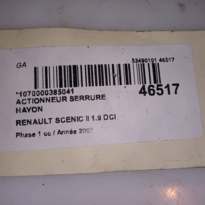 Actionneur serrure hayon occasion RENAULT SCENIC II Phase 1 03-2004->09-2006 1.9 DCI 120ch 4