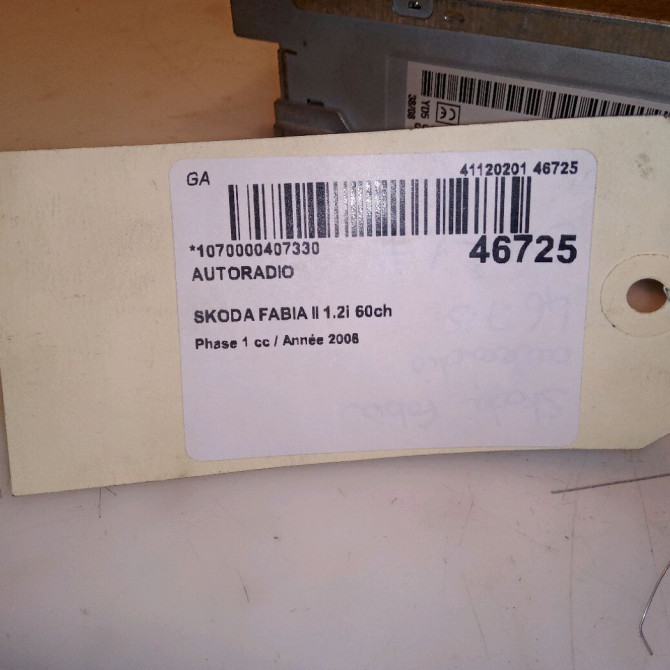 Autoradio occasion SKODA FABIA II Phase 1 05-2007->03-2010 1.2i 60ch AAO700012 4