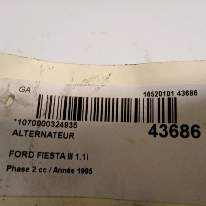 Alternateur occasion FORD FIESTA III Phase 2 01-1994->10-1996 1.1i 3