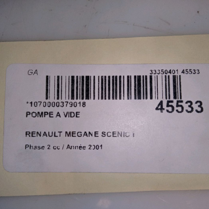 Pompe a vide occasion RENAULT MEGANE SCENIC I Phase 2 08-1999->06-2003 1.9 DCI 8200689330 4