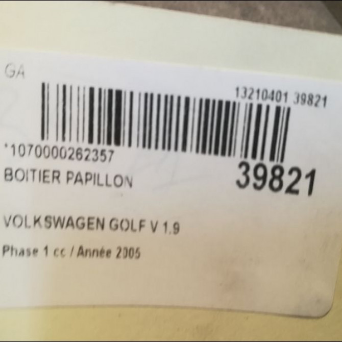 Boitier papillon occasion VOLKSWAGEN GOLF V Phase 1 11-2003->10-2008 1.9 TDI 90ch 3