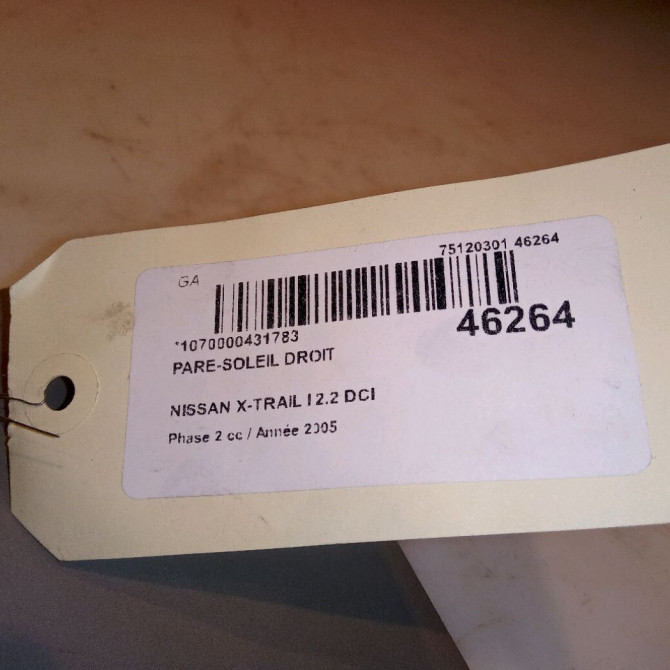 Pare-soleil droit occasion NISSAN X-TRAIL I Phase 2 01-2004->11-2007 2.2 DCI 964008H91A 4