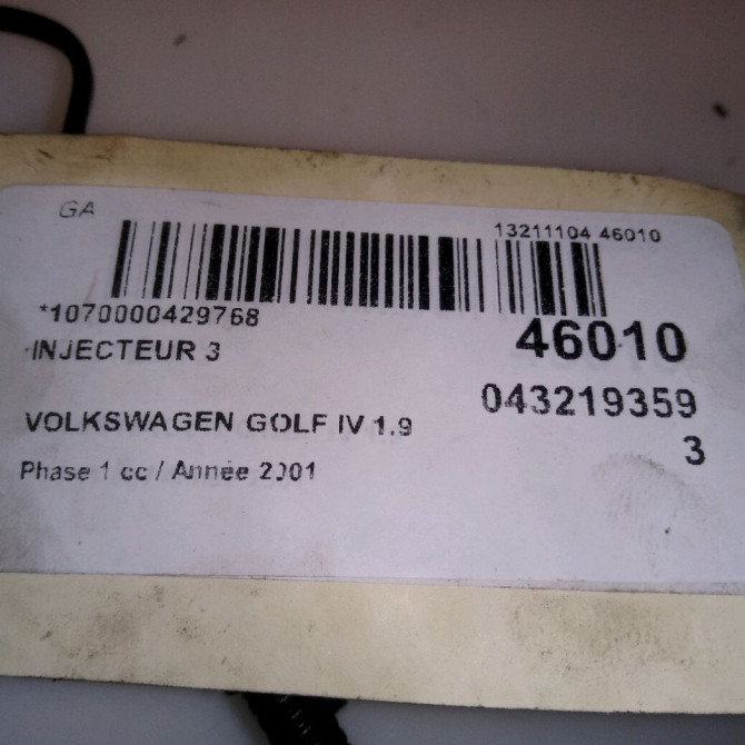 occasion VOLKSWAGEN GOLF IV GOLF IV Phase 1 1998-01-01->2005-06-30 1.9 TDI 110ch 38130202A 5