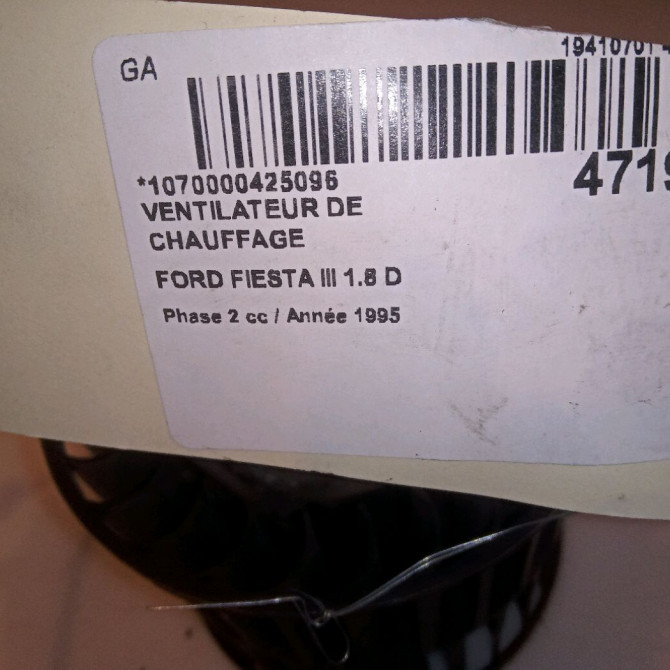 Ventilateur de chauffage occasion FORD FIESTA III Phase 2 01-1994->10-1996 1.8 D 4