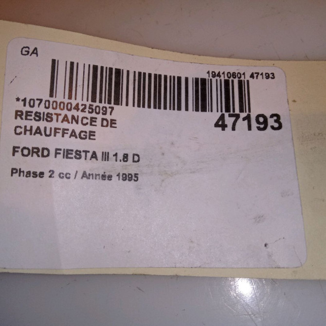 Resistance de chauffage occasion FORD FIESTA III Phase 2 01-1994->10-1996 1.8 D 4