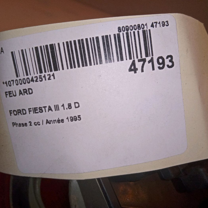 Feu arrière droit occasion FORD FIESTA III Phase 2 01-1994->10-1996 1.8 D 5