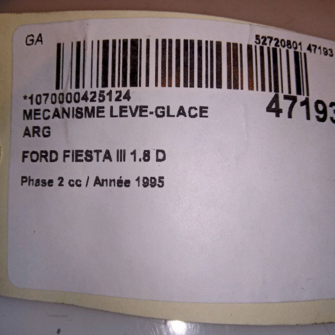 Mecanisme leve-glace arrière gauche occasion FORD FIESTA III Phase 2 01-1994->10-1996 1.8 D 4