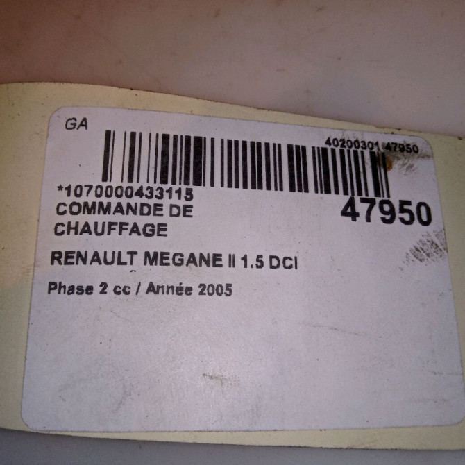 Commande de chauffage occasion RENAULT MEGANE II Phase 2 01-2006->06-2009 1.5 DCI 85ch 7701055146 5