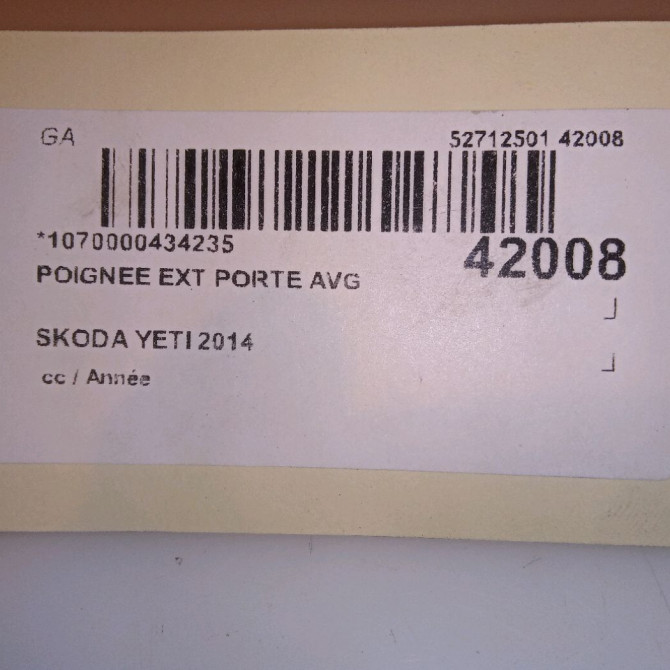 Poignee ext porte avg occasion SKODA YETI 5N0837205MGRU 4