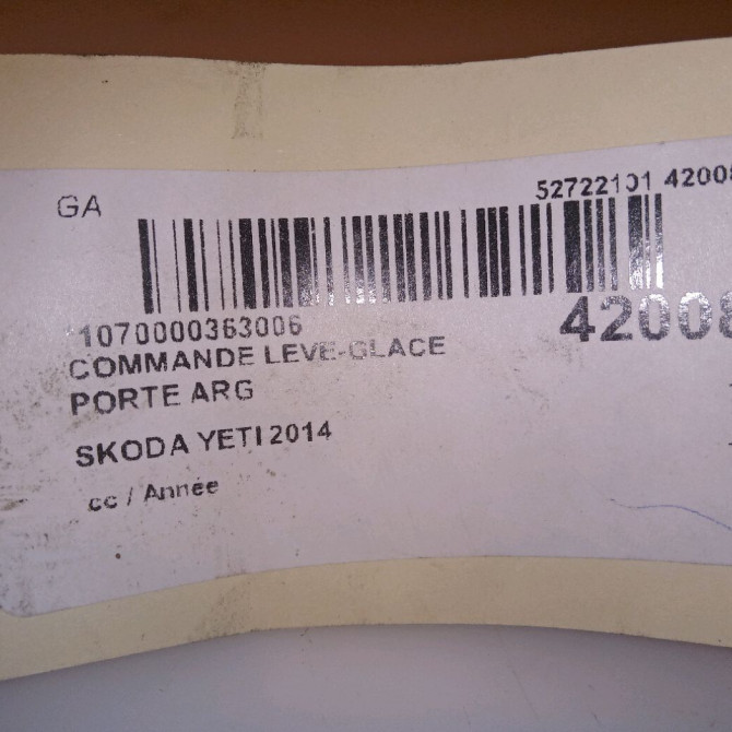 Commande leve-glace porte arrière gauche occasion SKODA YETI 1Z0959855REH 4