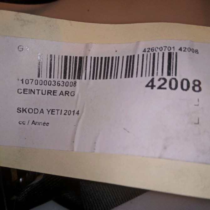 Ceinture arrière gauche occasion SKODA YETI 5L6857447ARAA 4