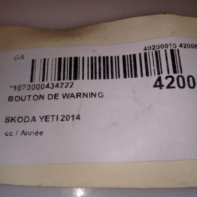 Bouton de warning occasion SKODA YETI 5L0953235ARBE 4